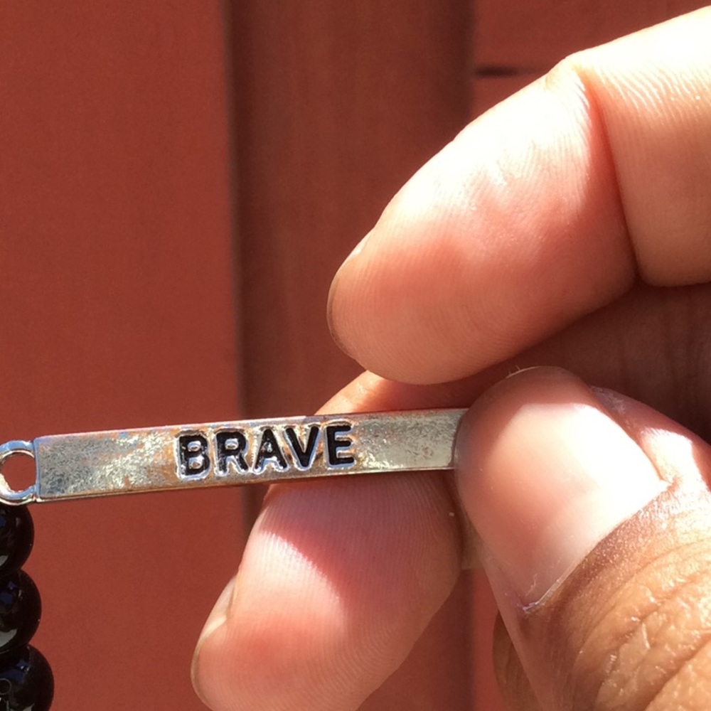 “Brave” black beaded bracelet